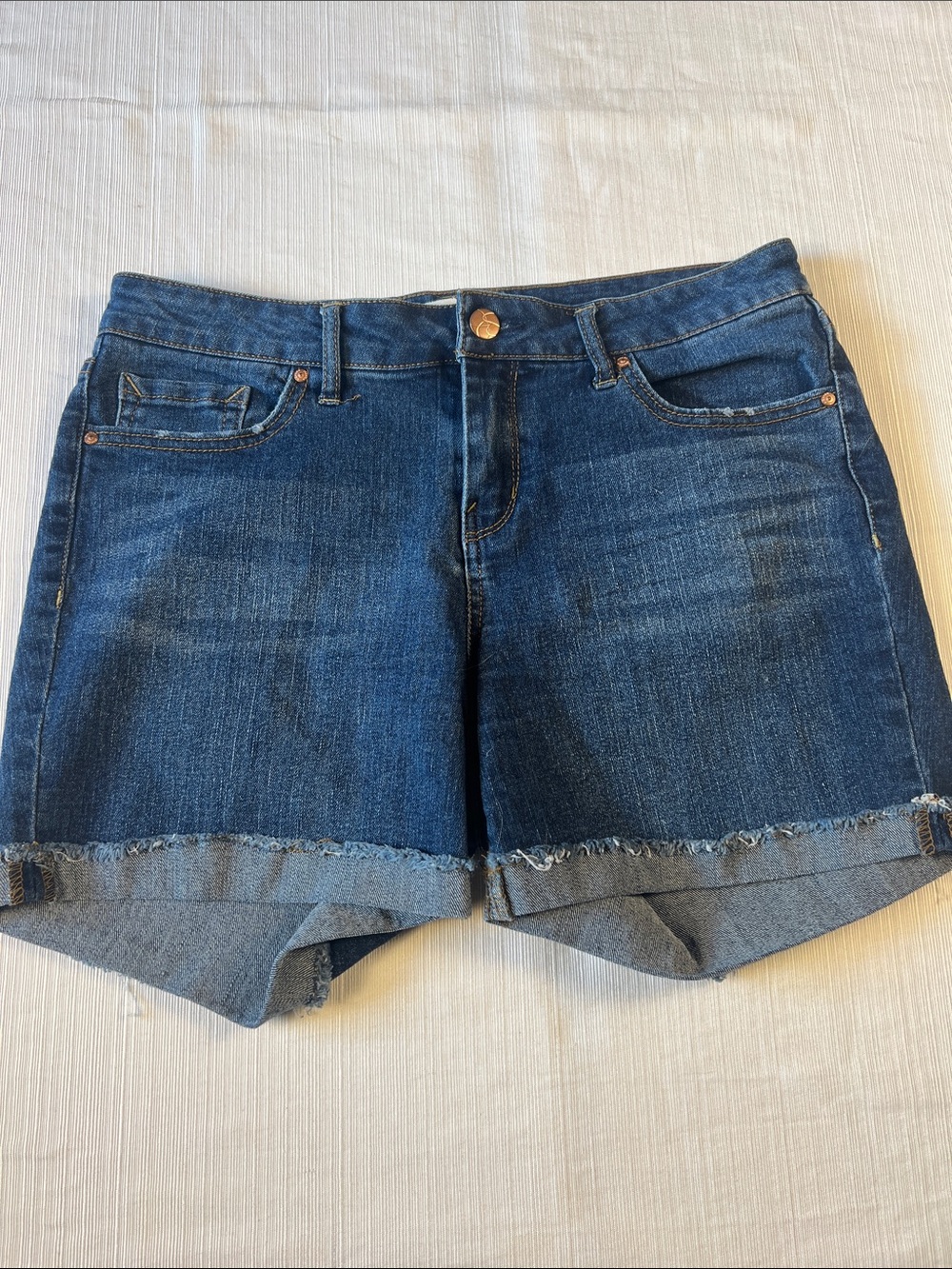 Jessica Simpson Dark Blue Rolled-Hem Denim Shorts